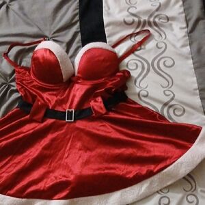 Red Satin Christmas Lingerie Set